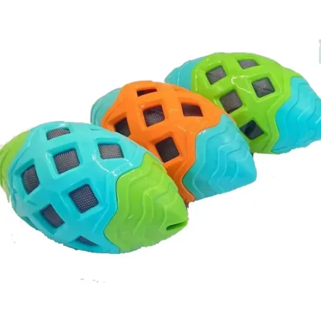 Pelota de Rugby Interactiva para Perros en Caucho Flexible TPR (Juguete Mordedor con Sonido y Rebote Errático)